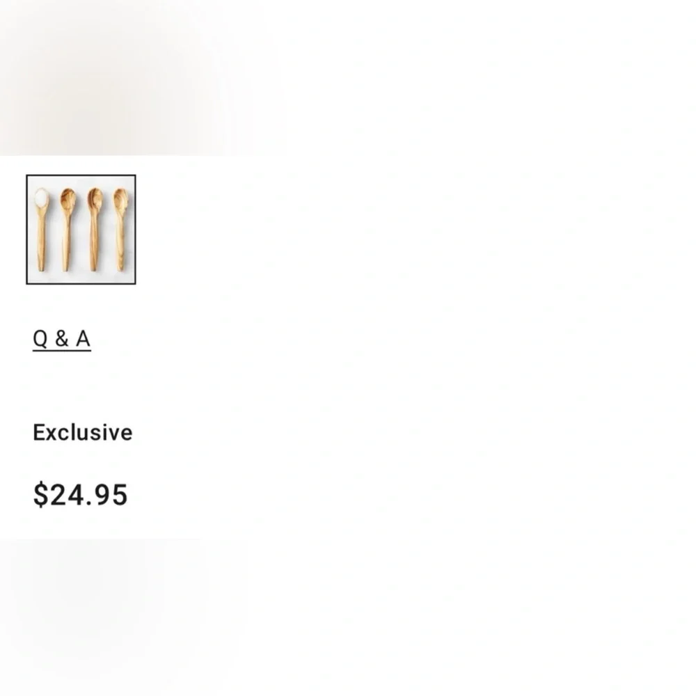 Williams Sonoma Olive Wood condiments Salt Spoons - Natural Wood set of 4